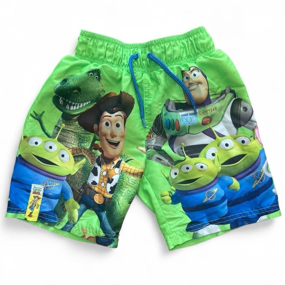 Vintage Lime Green Toy Story Buzz Lightyear Disney Pixar Youth Swim Trunk Shorts